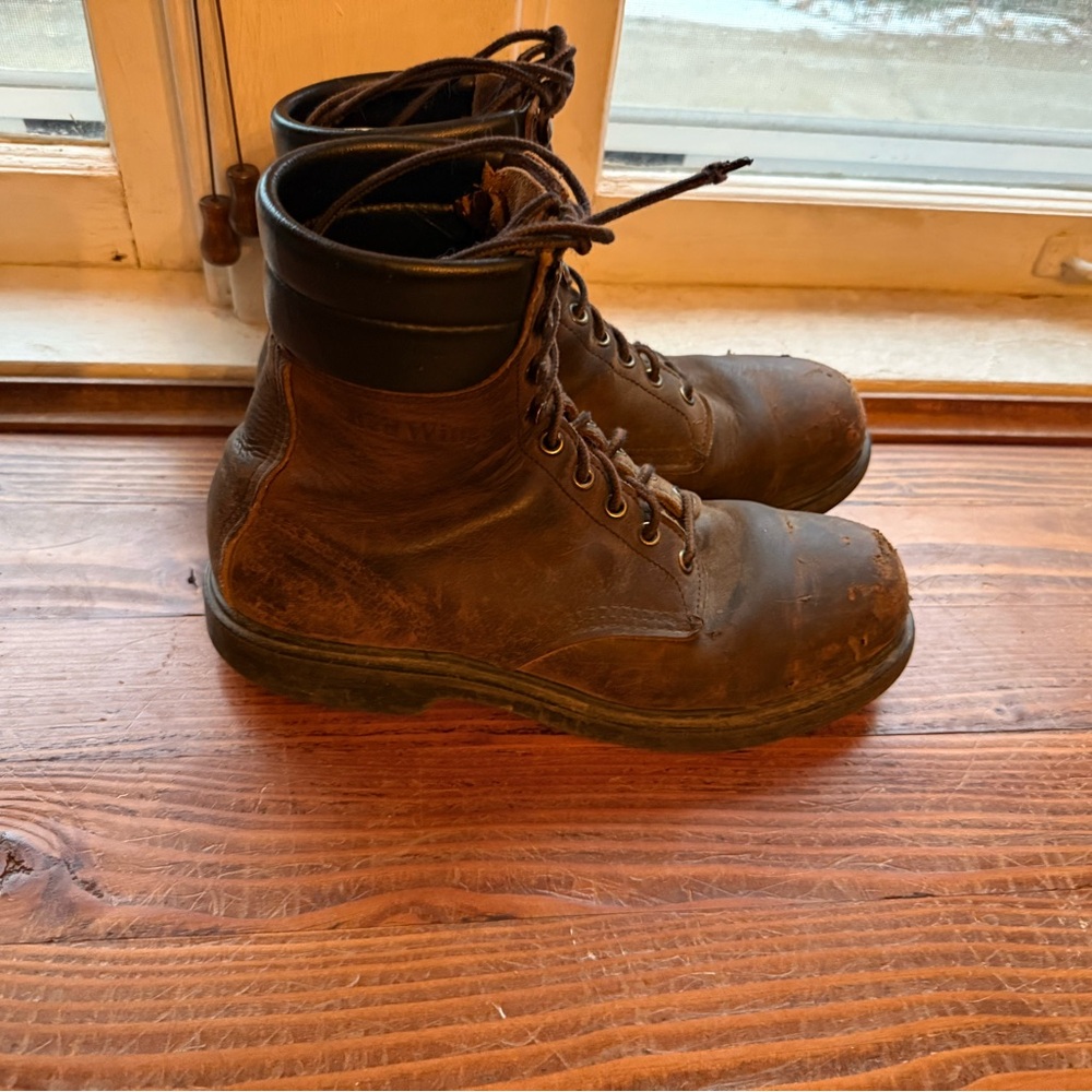 Men's Red Wing Brown Leather Boots Steel Toe